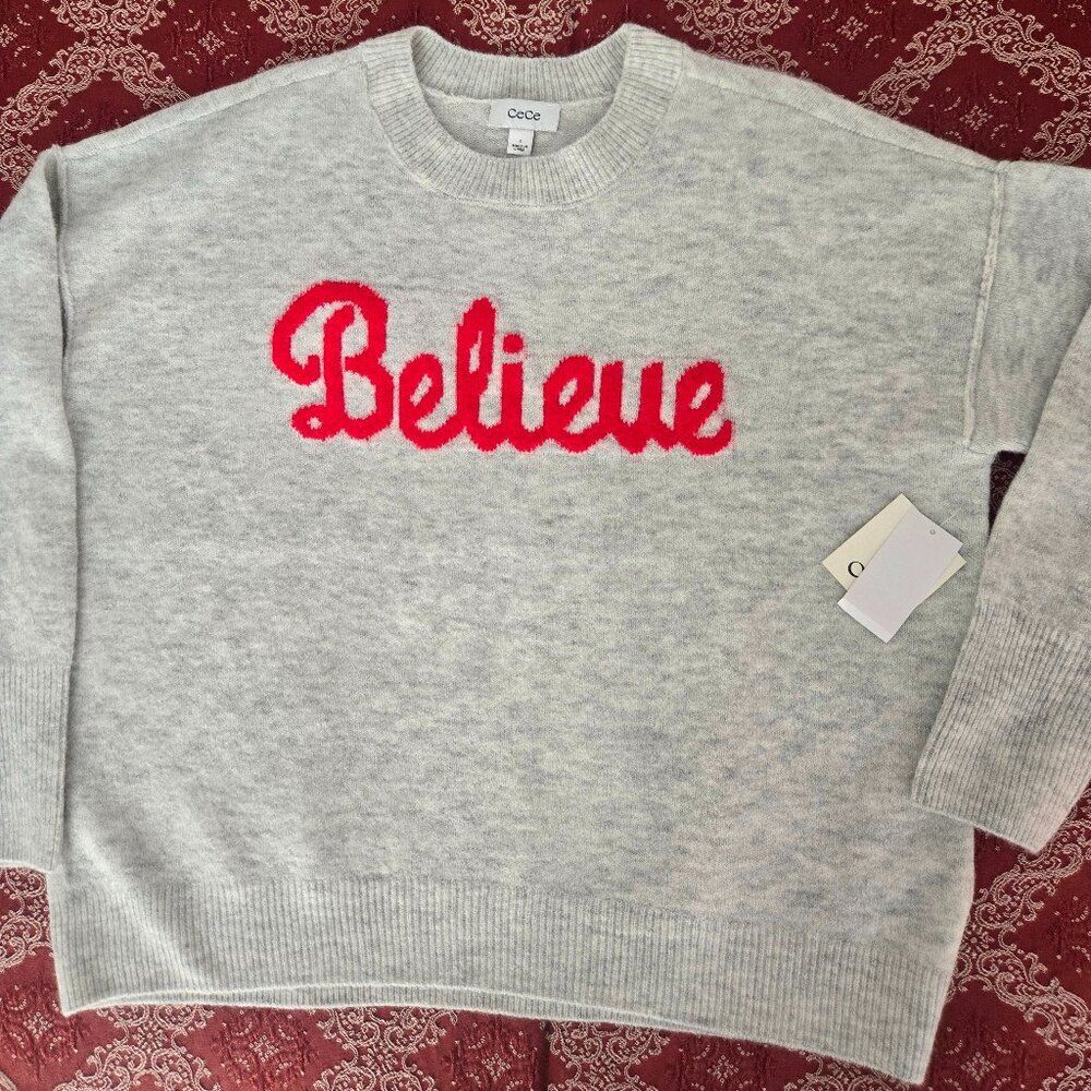 NWT CeCe "Believe" sweater - Picture 2 of 3